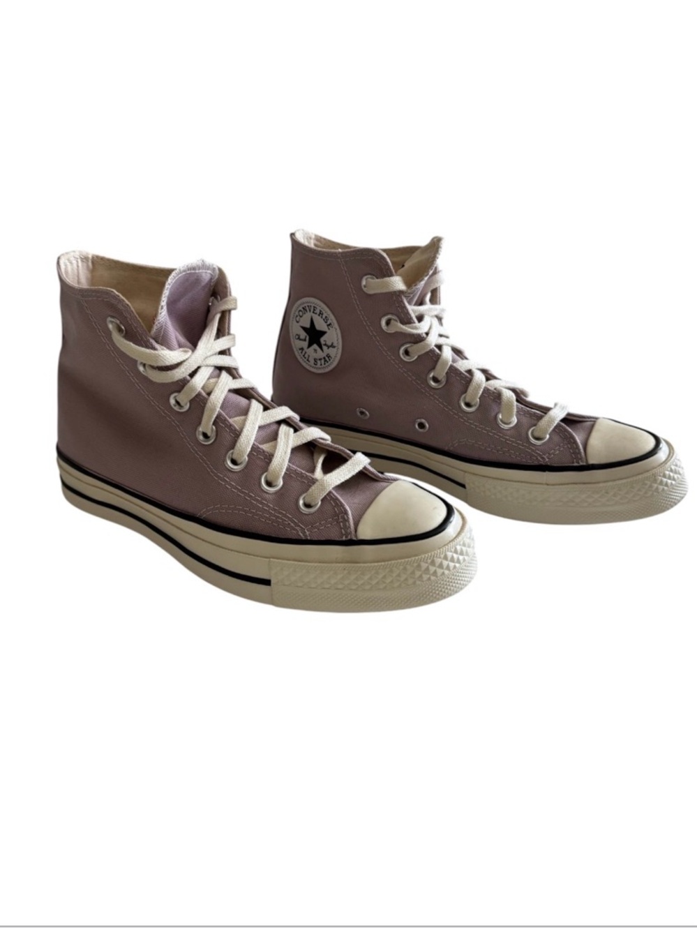 Converse High Top Chuck Taylor Sneakers - Lavender Canvas with Cream Soles